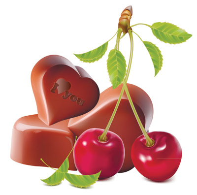 free vector Cherry and chocolate heartshaped vector